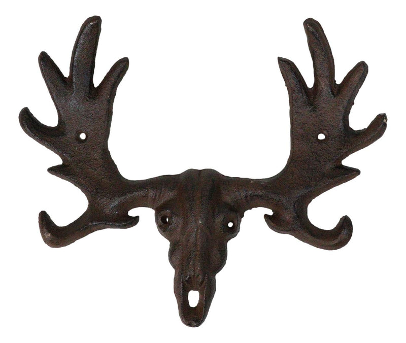 Cast Iron Western Rustic Bull Moose Head Wall Double Hooks For Keys Leashes Hats