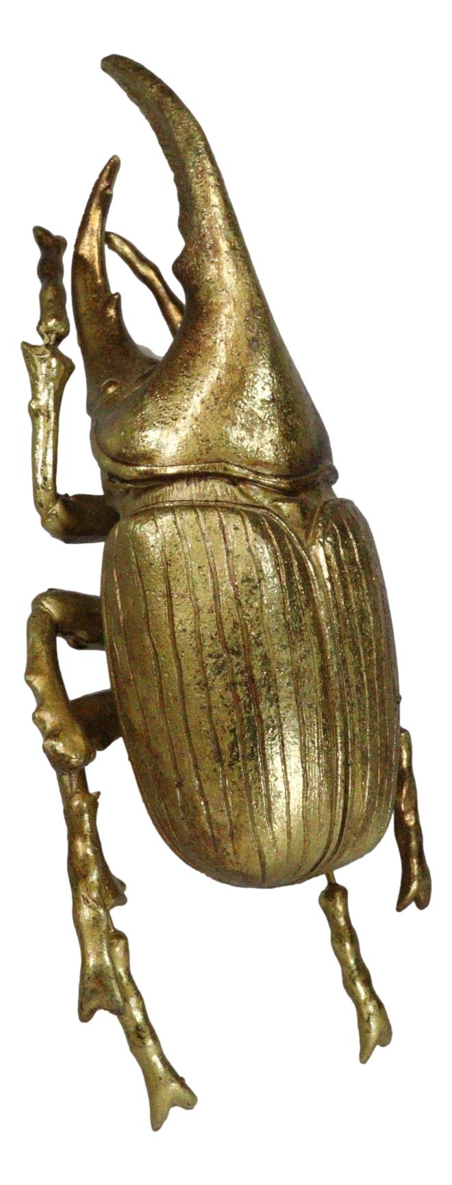Medium Gold Resin Hercules Rhinoceros Beetle Wall Decor Or Tabletop Figurine