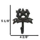 Set Of 2 Cast Iron Rustic Western Cowboy Lone Star Horseshoe Coat Hat Wall Hooks