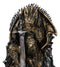 Bronzite Dragon Sitting On Iron Throne Of Swords With Valyrian Blade Figurine