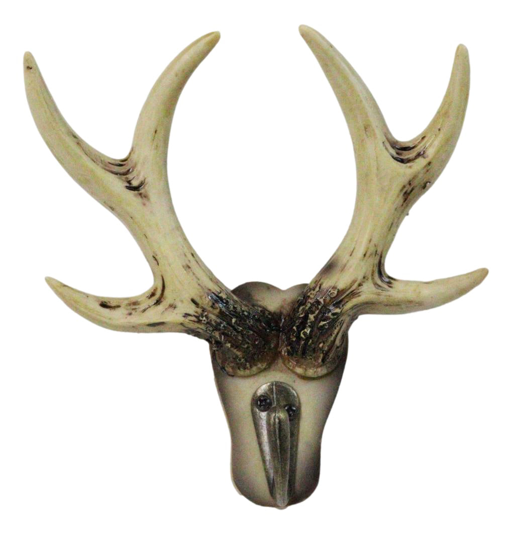 Deer Stag Antler Wall Hook Rustic Western Faux Bone Antler Single Peg Hanger