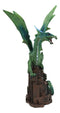 Green Terra Wyvern Monarch Dragon Perching On Medieval Castle Tower Figurine