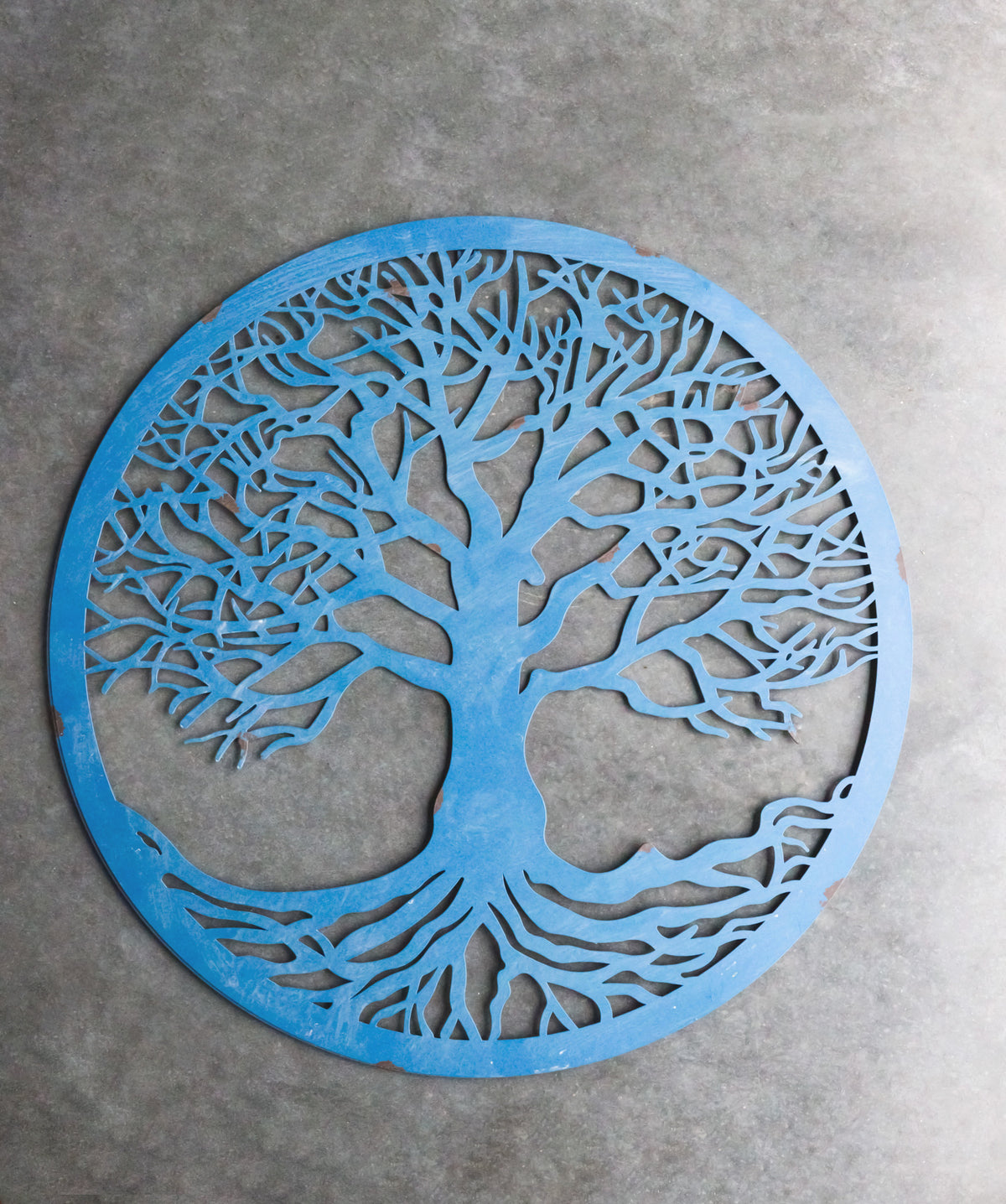Blue 23"D Oversized Round Celtic Tree of Life Medallion Metal Wall Circle Plaque