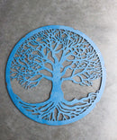 Blue 23"D Oversized Round Celtic Tree of Life Medallion Metal Wall Circle Plaque