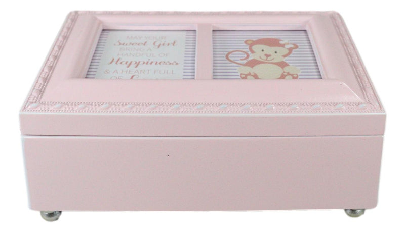 Sweet Girl Happiness And Love Baby Shower Pink Burlwood Musical Trinket Box