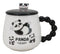 Ceramic Cute Lucky Panda Bear Cartoon With Lid And Panda Head Spoon Mug Cup