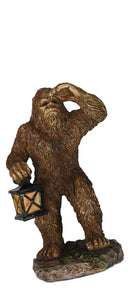 Rustic Funny Cryptid Hiker Bigfoot Holding Lantern Lost in the Woods Figurine