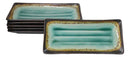 Set Of 6 Green Midori Kannyu Collection Ceramic Rectangle Serving Platters 12"L