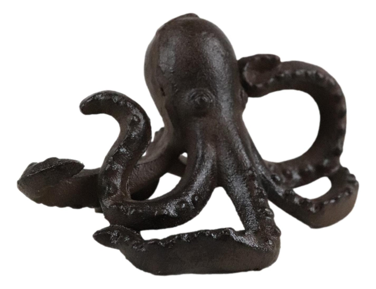 Cast Iron Nautical Sea Octopus Kraken Decorative Paperweight Figurine 5.25"L - Ebros Gift