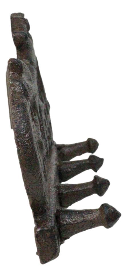 Rustic Cast Iron Retro Motorcycle Bike 4-Peg Wall Hooks Coat Towel Keys Hanger