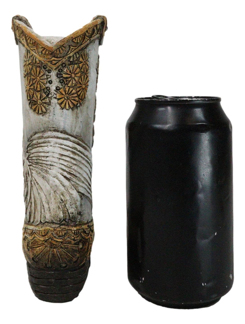 Rustic Country Rooster With Floral Blossoms Spring Time Cowboy Boot Money Bank