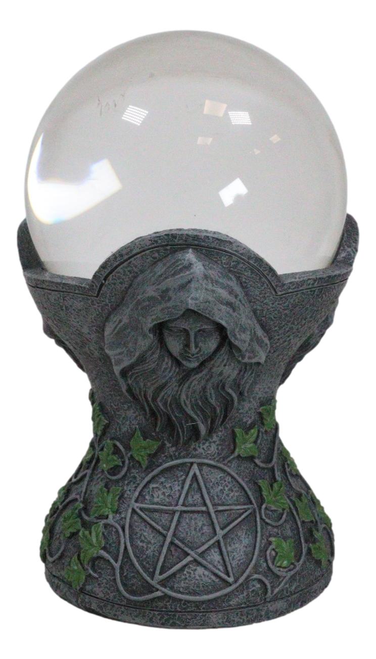 Wicca Sacred Moon Triple Goddess Mother Maiden Crone Pentagram Gazing Glass Ball