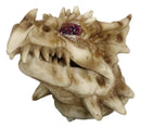 Fossil Dragon Skull Skeleton With Faux Geode Crystal Eyes Incense Burner Box