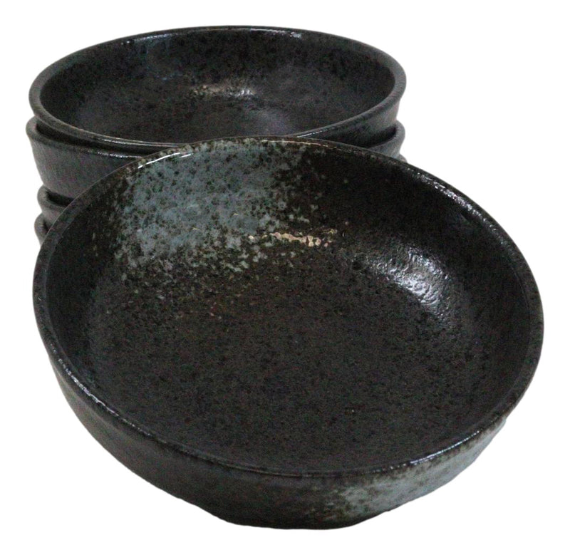 Pack Of 5 Charcoal Grey Tone Hakumu Collection Shallow Bowl Or Deep Plates 10oz
