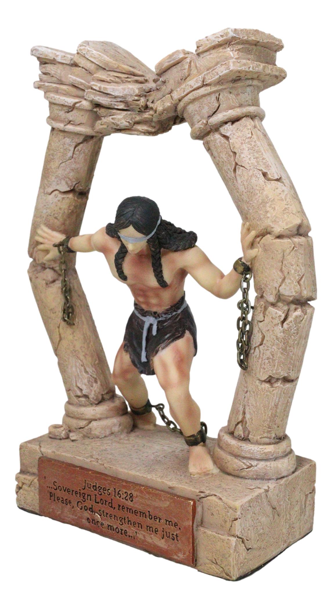 Judeo Christian Book of Judges Samson Last Prayer Tearing Down Pillars Figurine