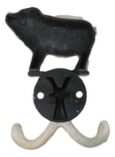 Pack Of 2 Rustic Cast Iron Antiqued White Flying Angel Pig 2-Pegs Wall Hooks