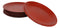 Set Of 6 Traditional Round 10"D Solid Red Black Large Melamine Dinner Plates
