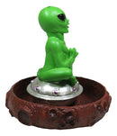 UFO Green Alien In Spaceship Saucer Moon Crater Backflow Incense & Stick Burner