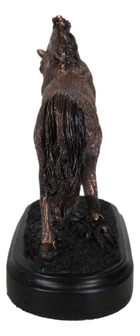 Rustic Western Country Stallion Horse Textured Bronze Resin Figurine With Base