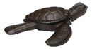 Pack Of 4 Rustic Cast Iron Swimming Sea Turtle Tortoise Hatchling 4"L Figurines