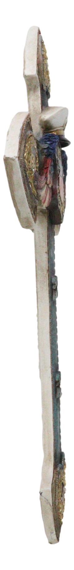 Turquoise Rustic Western US Coast Guard Eagle Wings Crest Anchors Wall Cross