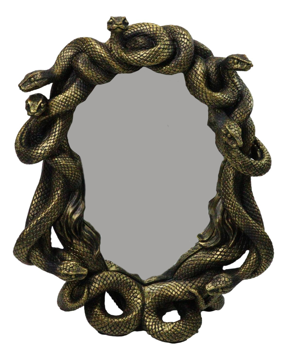 Ebros Greek Goddess Medusa Gorgon Snake Hair Freestanding Table Mirror 11.25"H