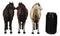 Set of 3 Rustic Western White Brown Chestnut Horses Hind Butt Coat Wall Hooks