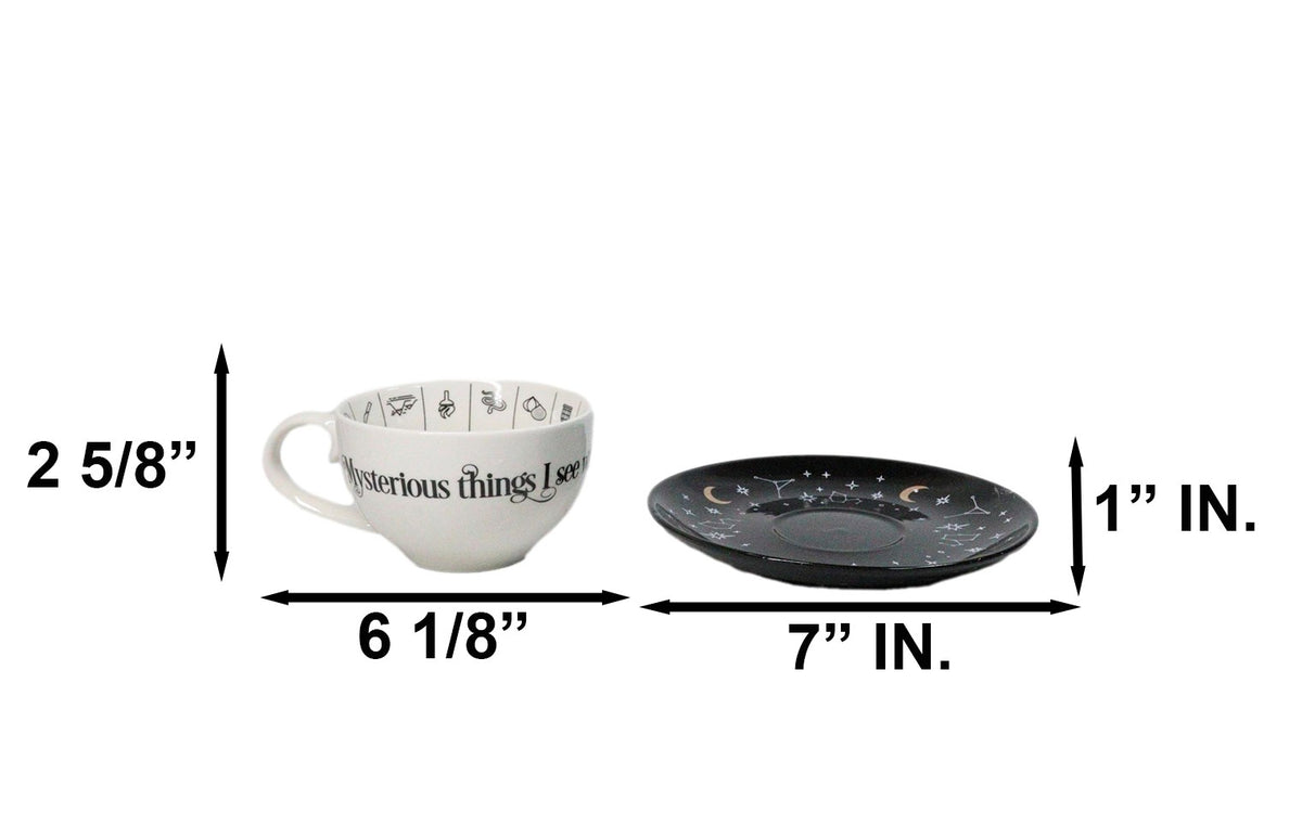 Ebros Fortune Telling Tea Cup and Saucer Set Bone China Tasseography