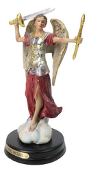 Archangel Saint Michael Holding Sword And Scroll Figurine With Brass Name Plate