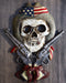 Western Vintage Cowboy Skull With USA Flag Hat and Crossed Pistols Wall Decor