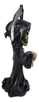 Grim Reaper Holding Scythe Figurine with Thumbs Down Gesture, Gothic Skeleton
