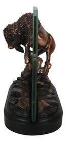 Angry Native American Bison Buffalo Bronzed Figurine With 6X4 Glass Photo Frame