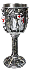Medieval Swordsman White Templar Crusader Knight Suit of Armor Wine Goblet