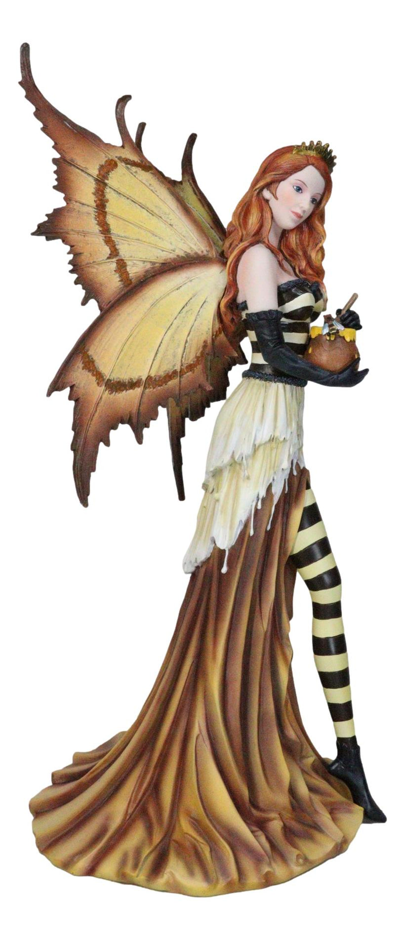 Large 18"H Fantasy Queen Bee Bumblebee Mother Fairy Carrying Honey Pot Statue