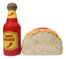 Ceramic Taco Tuesday Hot Sauce Bottle And Cheese Taco Salt Pepper Shakers Set