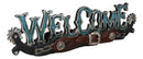 Rustic Western Cowboy Boot Spurs Buckle Turquoise Welcome Sign Desktop Figurine