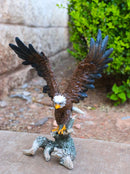 Large Bald Eagle Figurine with Outstretched Wings Taking Flight from Tree Branch