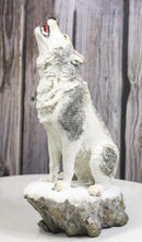 Woodlands Wildlife Mystical Alpha Snow Arctic Wolf Howling At The Moon Figurine