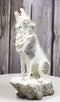 Woodlands Wildlife Mystical Alpha Snow Arctic Wolf Howling At The Moon Figurine