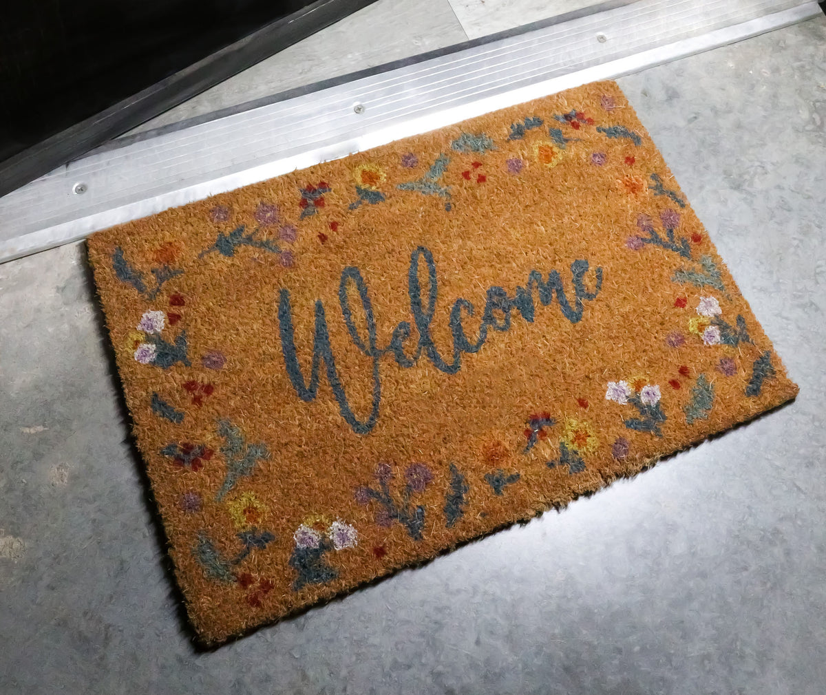 Natural Botanical Welcome Coir Coconut Fiber Welcome Floor Mat Doormat