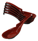 Sleek Red Black Melamine Asian Soup Spoons With Ladle Hook & Notch Set Of 6