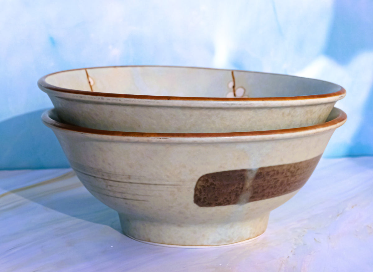Made In Japan Set of 2 Sakura Cherry Blossoms Blue Plum Ramen Soup Bowls 42 oz