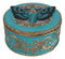 Turquoise And Gold Scrollwork Death Moth Skull Decorative Trinket Jewelry Box
