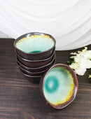 Pack Of 6 Crackle Green Midori Kannyu Ceramic Medium Soup Donburi Bowls 20oz