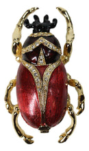 Red Scarab Beetle Bug Enameled Pewter Austrian Crystals Trinket Jewelry Box