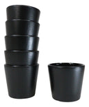 Pack Of 6 Black Silk Melamine Contemporary Ridged Yunomi Tea Cups 8oz