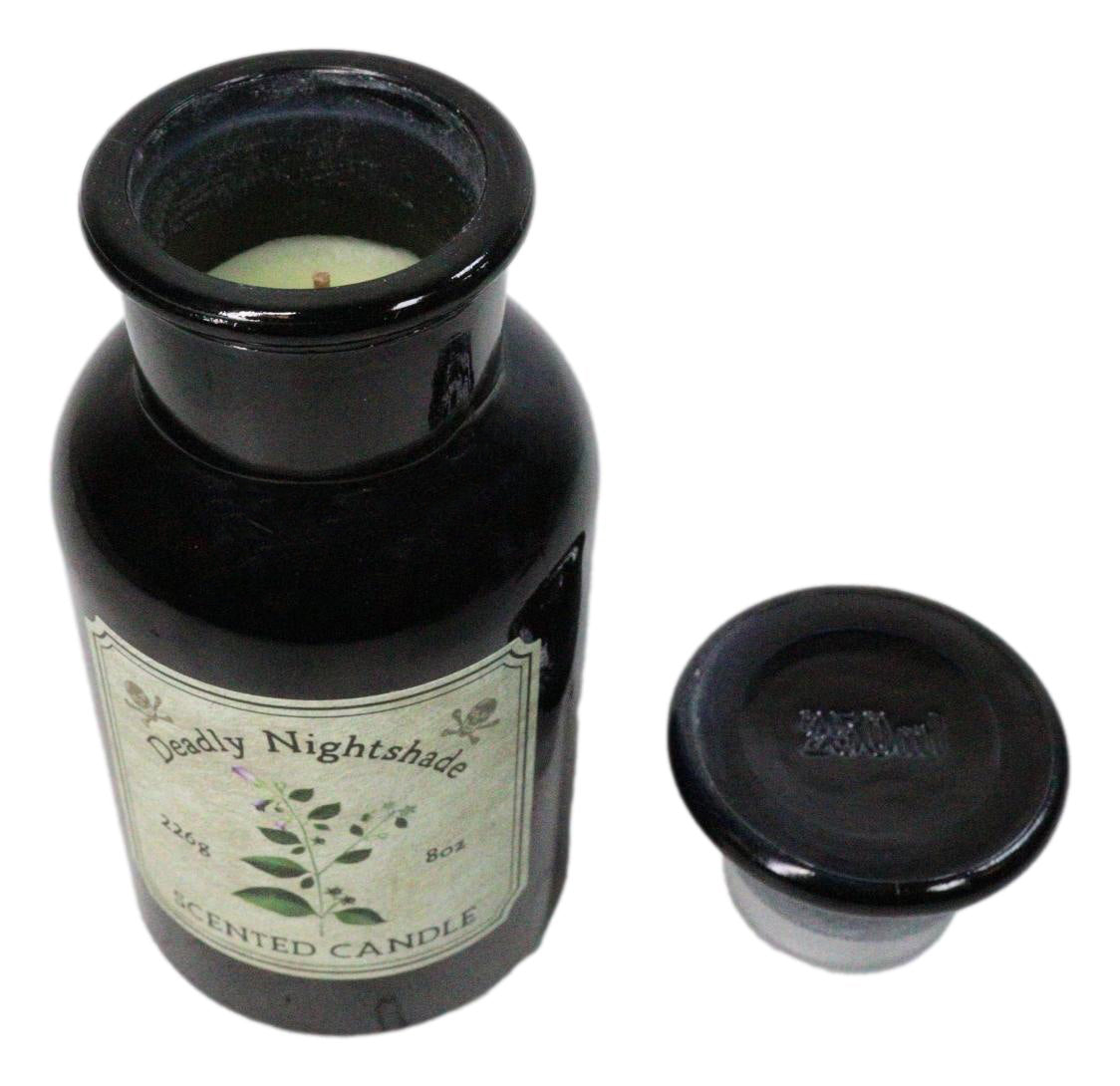 Ebros Deadly Nightshade Scented Candle Black Glass Apothecary Jar 8 Oz