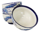 Pack Of 4 Blue Japanese Hokusai Great Wave Ceramic Soup Rice Salad Bowls 22oz