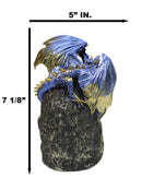Blue Dragon On Faux Geode Crystal Mountain LED Backflow Incense Burner Figurine