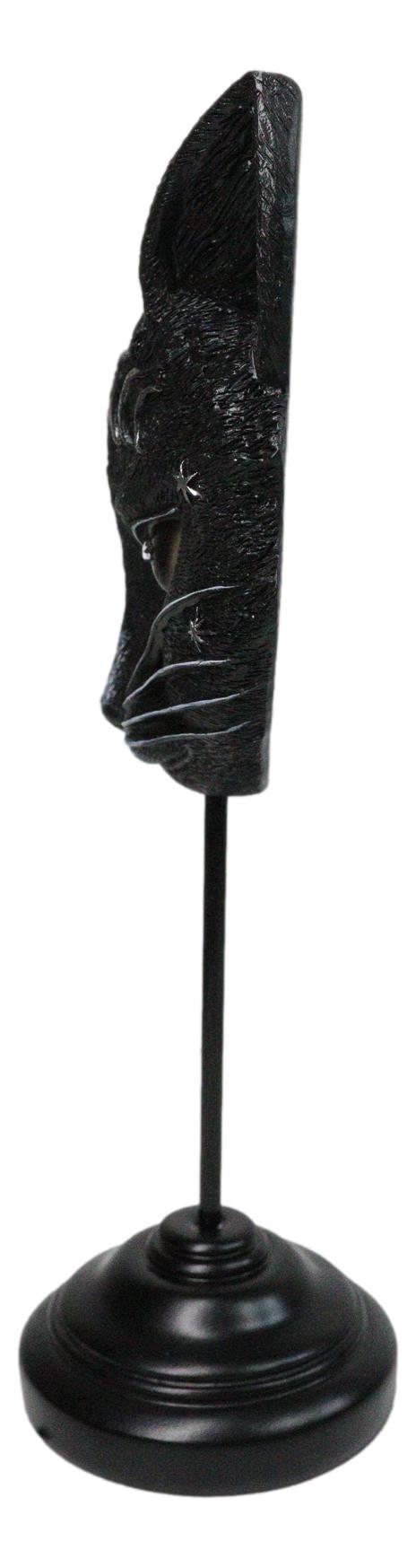 Gothic WIcca Mystic Moon Cat Masque Ornament On Pole Stand Or Wall Sculpture